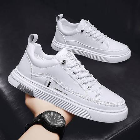 Men Casual White Leather Sneakers